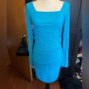 Elegant Blue Long‎ Sleeve Dress